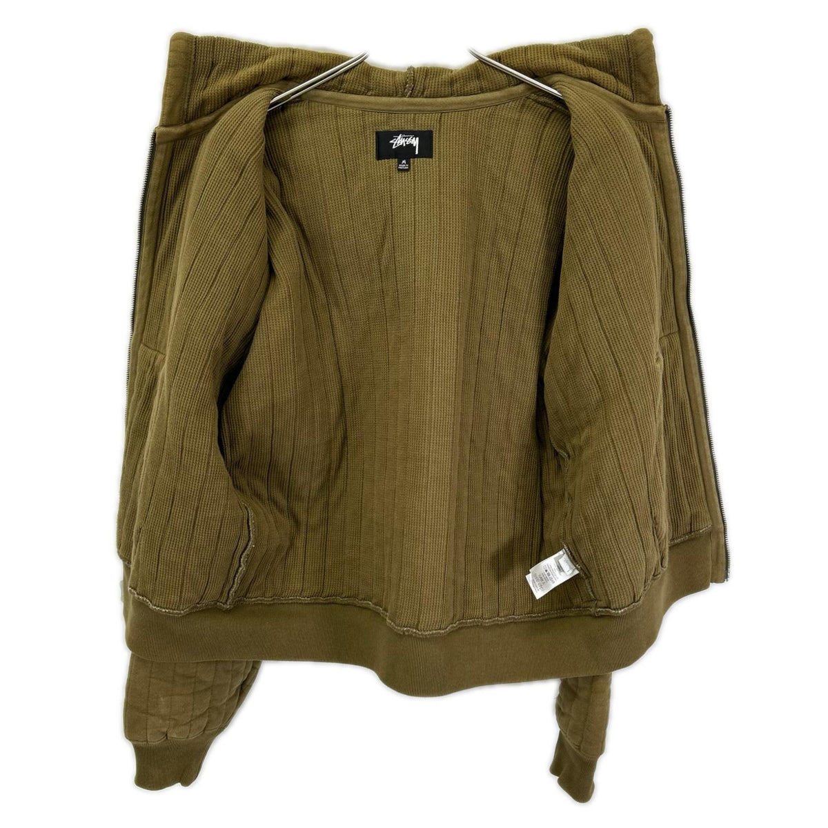 stussy ステューシー 23AW 118526 カーキ ヴァーティカル キルティングジップフーディ ジャケット