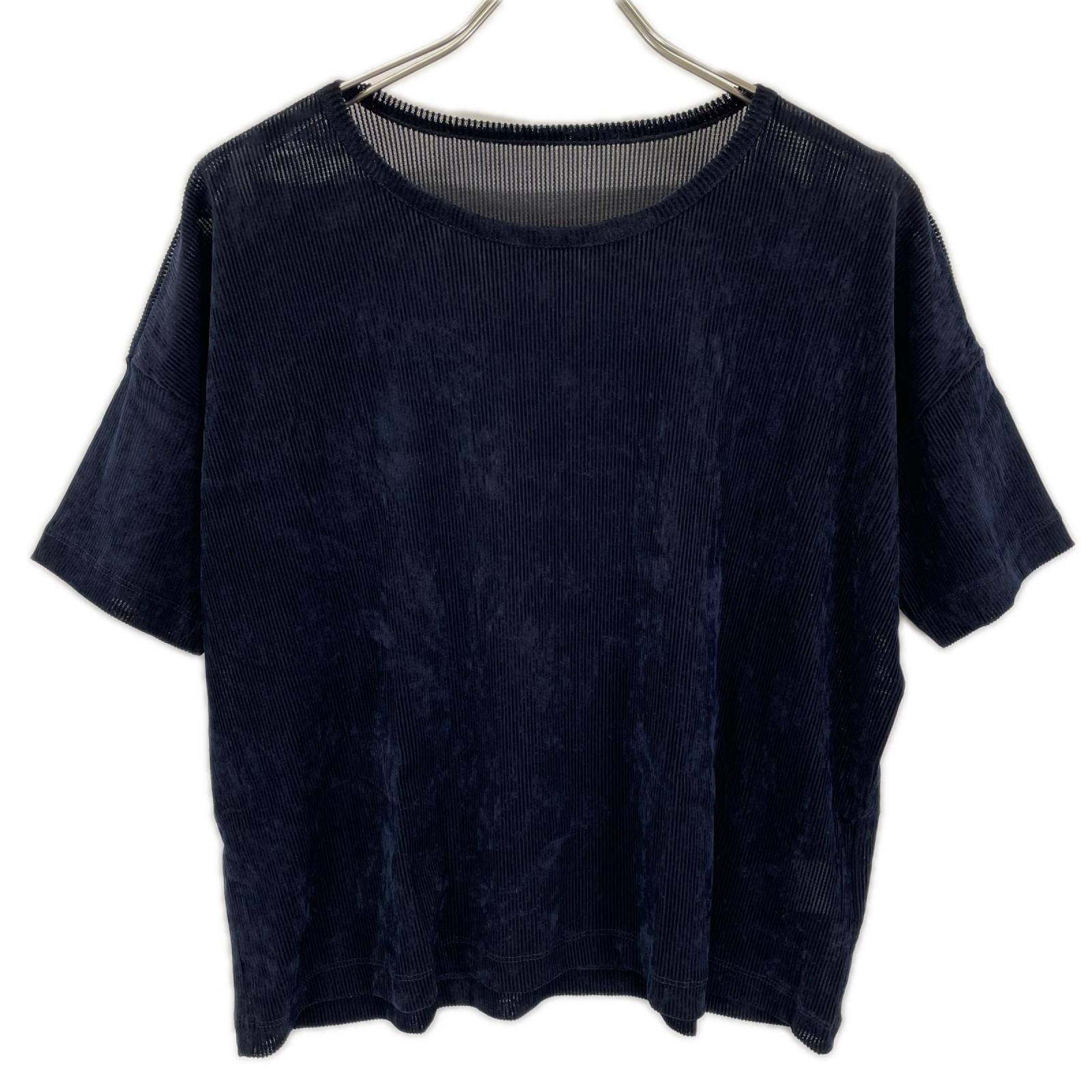 Y's ワイズ YP-T31-564 ネイビー NY TULLE DLOCKED ROUND NECK T トップス