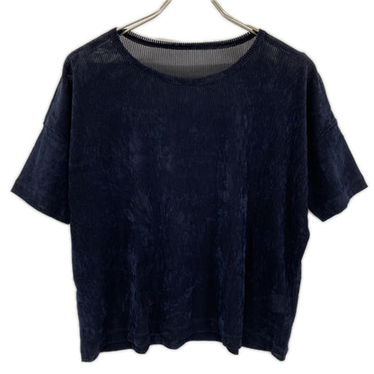 Y's ワイズ YP-T31-564 ネイビー NY TULLE DLOCKED ROUND NECK T トップス