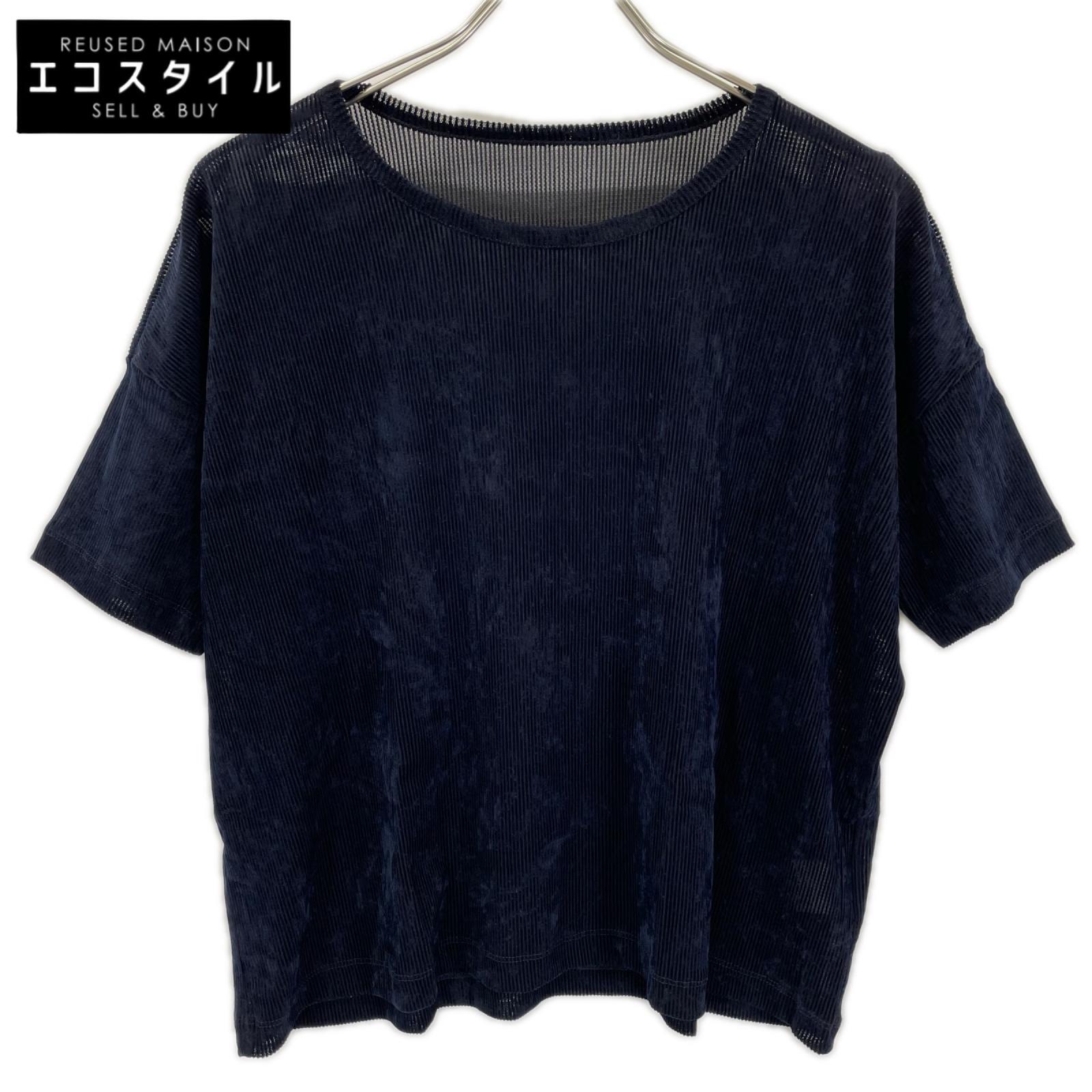 Y's ワイズ YP-T31-564 ネイビー NY TULLE DLOCKED ROUND NECK T トップス