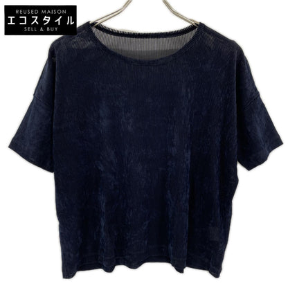 Y's ワイズ YP-T31-564 ネイビー NY TULLE DLOCKED ROUND NECK T トップス