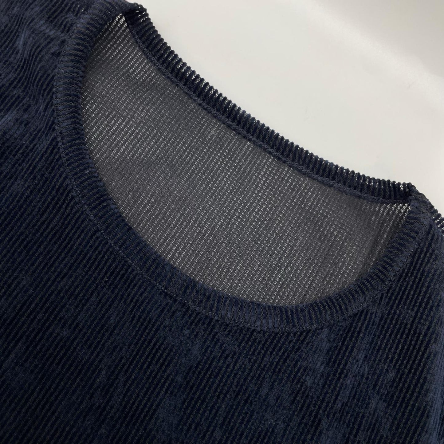 Y's ワイズ YP-T31-564 ネイビー NY TULLE DLOCKED ROUND NECK T トップス