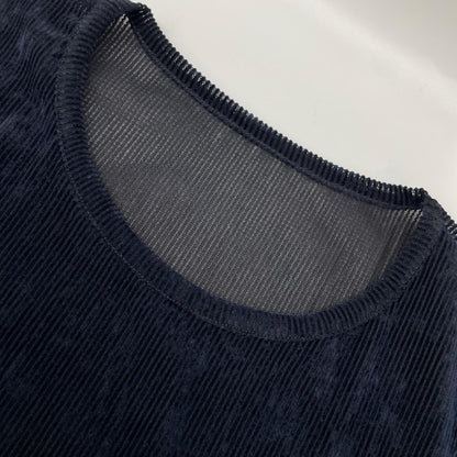 Y's ワイズ YP-T31-564 ネイビー NY TULLE DLOCKED ROUND NECK T トップス