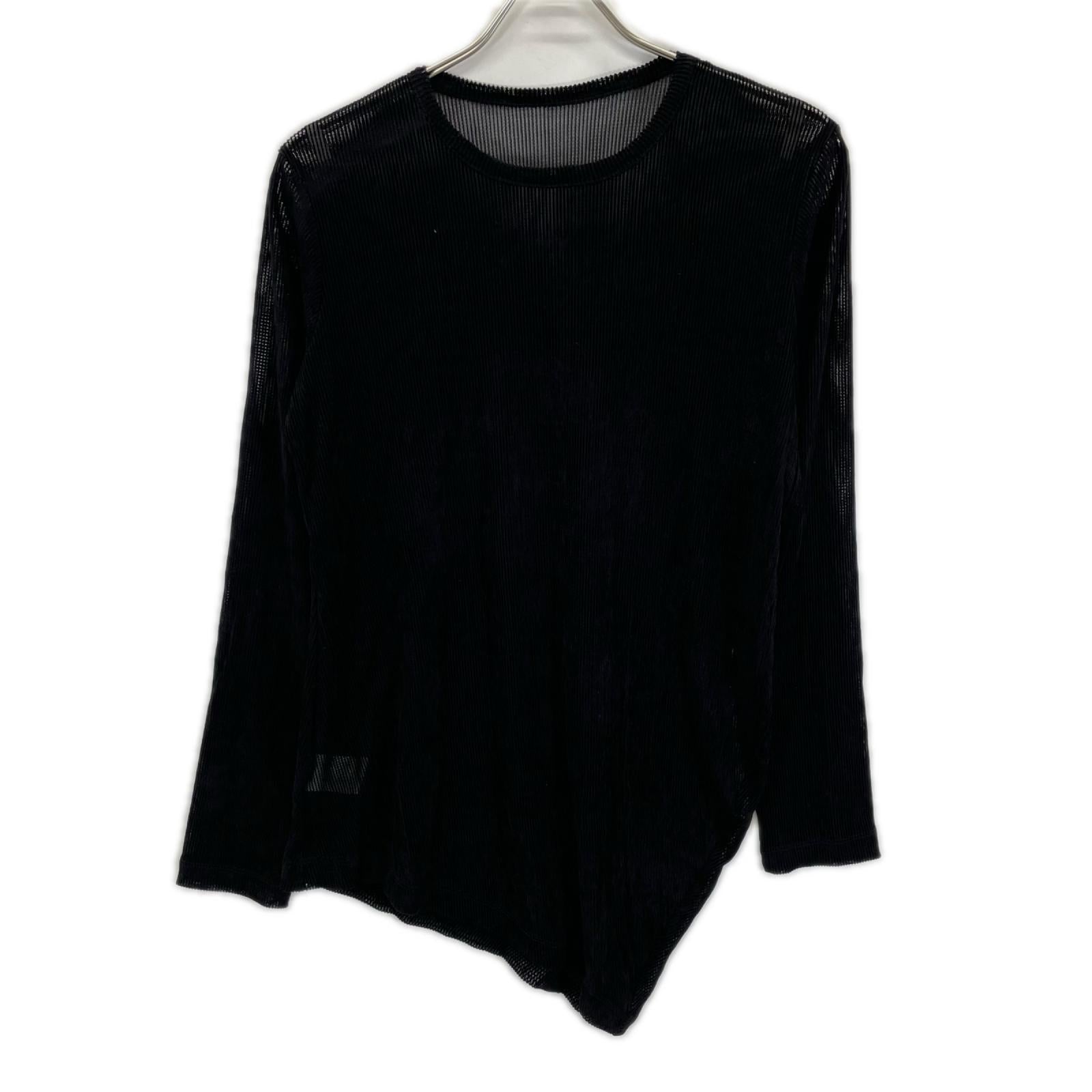 Y's ワイズ YP-T67-564 ブラック NY TULLE DLOCKED ROUND NECK T トップス