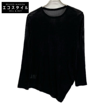Y's ワイズ YP-T67-564 ブラック NY TULLE DLOCKED ROUND NECK T トップス