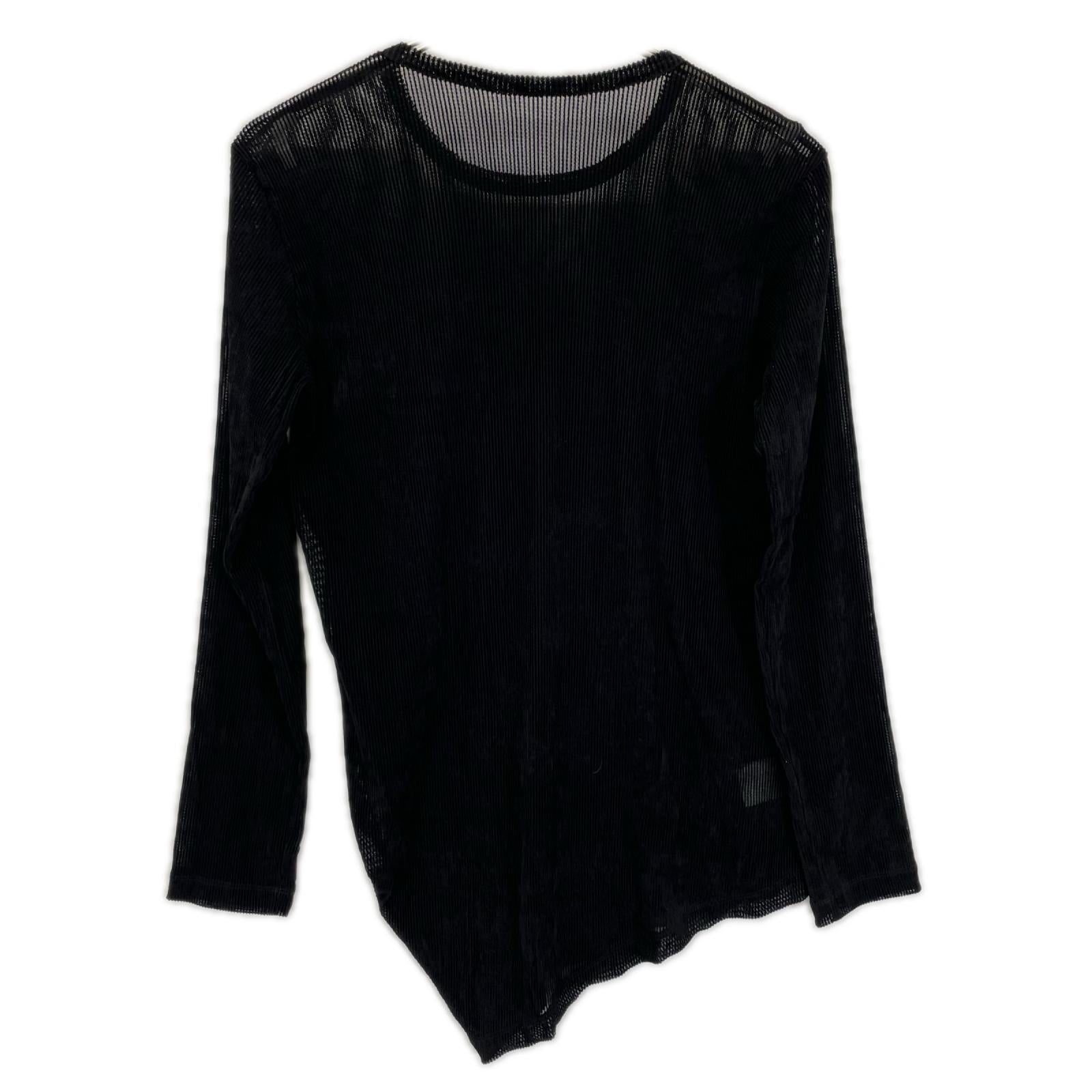 Y's ワイズ YP-T67-564 ブラック NY TULLE DLOCKED ROUND NECK T トップス