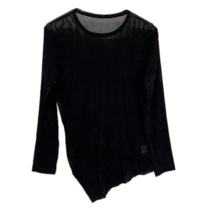 Y's ワイズ YP-T67-564 ブラック NY TULLE DLOCKED ROUND NECK T トップス