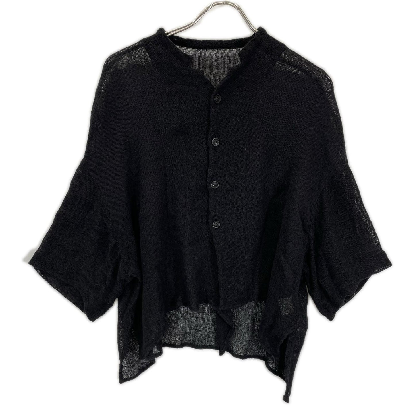 Y's ワイズ YT-B22-329 ブラック LENO CLOTH HALF SLEEVE BOX シャツ トップス
