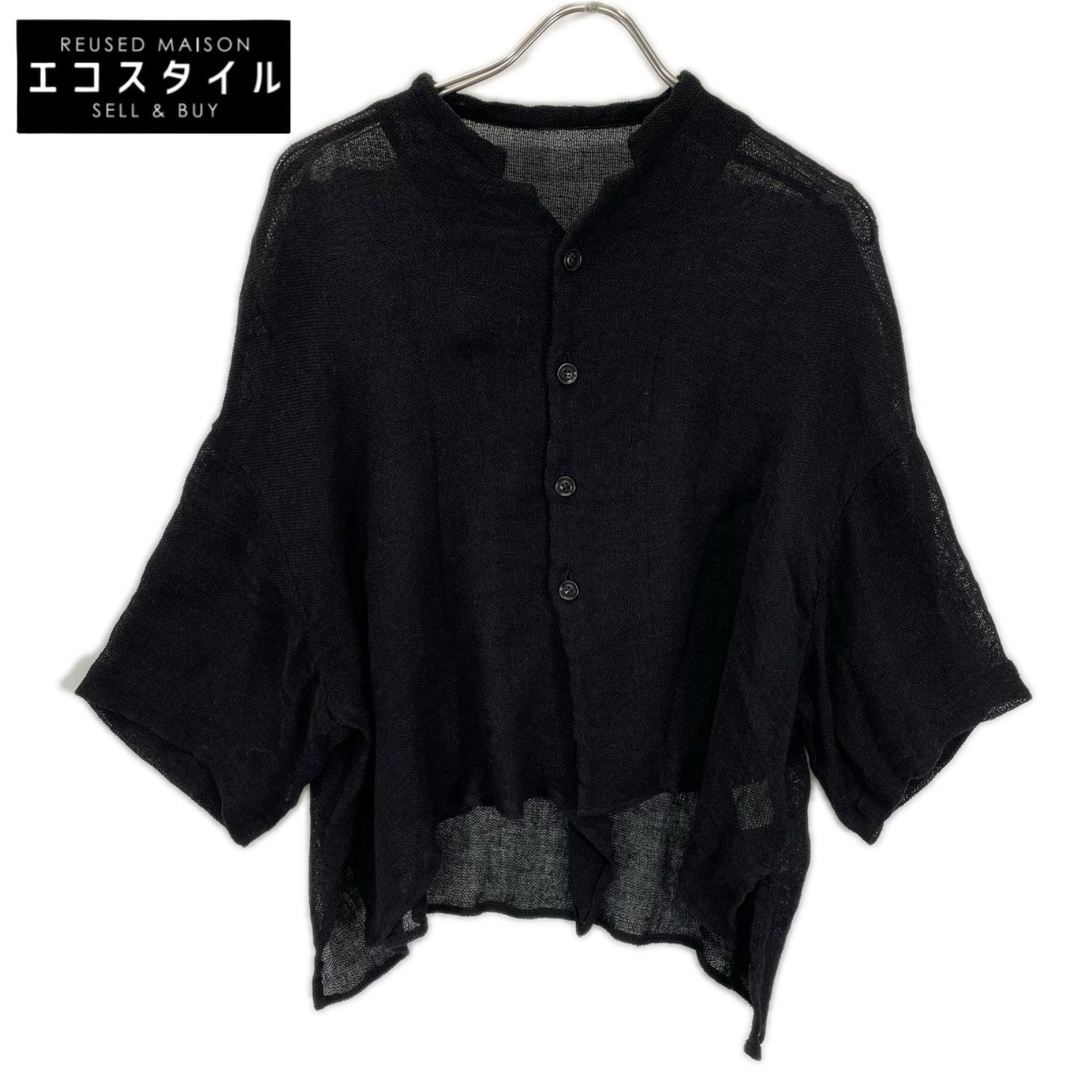 Y's ワイズ YT-B22-329 ブラック LENO CLOTH HALF SLEEVE BOX シャツ トップス