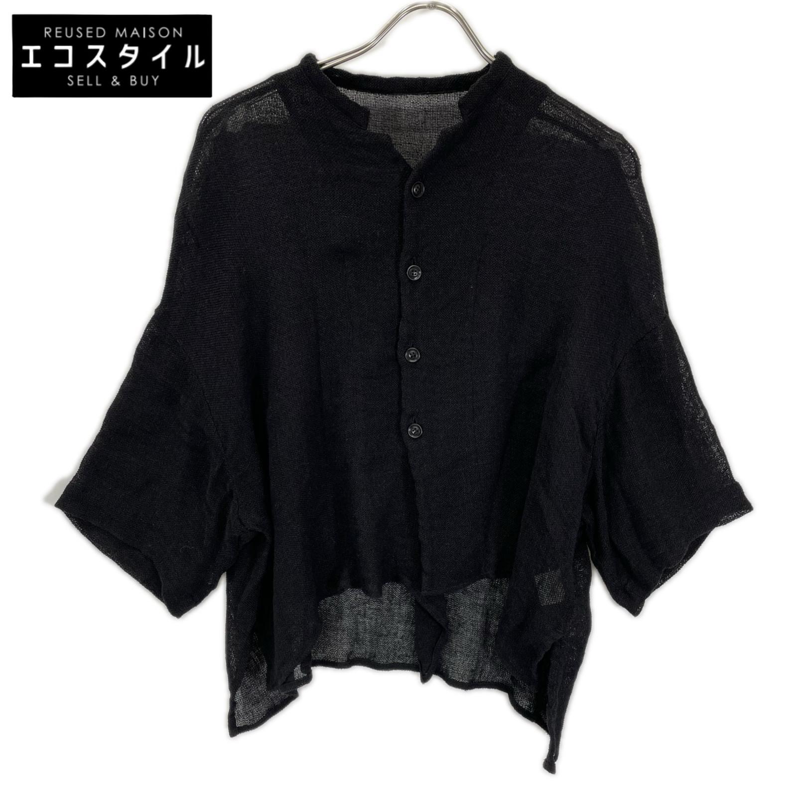 Y's ワイズ YT-B22-329 ブラック LENO CLOTH HALF SLEEVE BOX シャツ トップス
