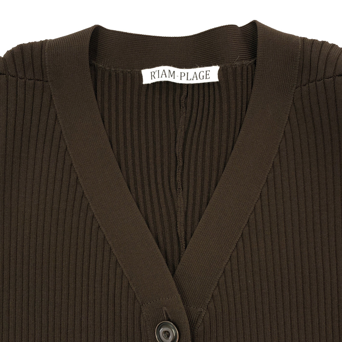 R'IAM-PLAGE リアムプラージュ 25AW 25-080-922-6020 ブラウン リブ編み シェイプカーディガン トップス