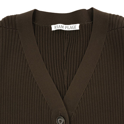 R'IAM-PLAGE リアムプラージュ 25AW 25-080-922-6020 ブラウン リブ編み シェイプカーディガン トップス