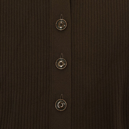 R'IAM-PLAGE リアムプラージュ 25AW 25-080-922-6020 ブラウン リブ編み シェイプカーディガン トップス