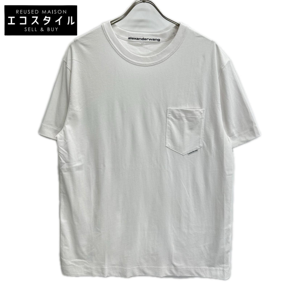 ALEXANDER WANG アレキサンダーワン UCC2221528 ホワイト 胸ポケット クルーネック半袖Tシャツ トップス