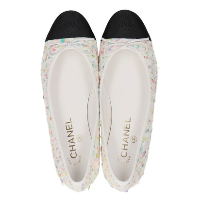CHANEL シャネル 新品未使用 23S G02819 ココマーク マルチカラーツイード バレリーナ フラットシューズ シューズ