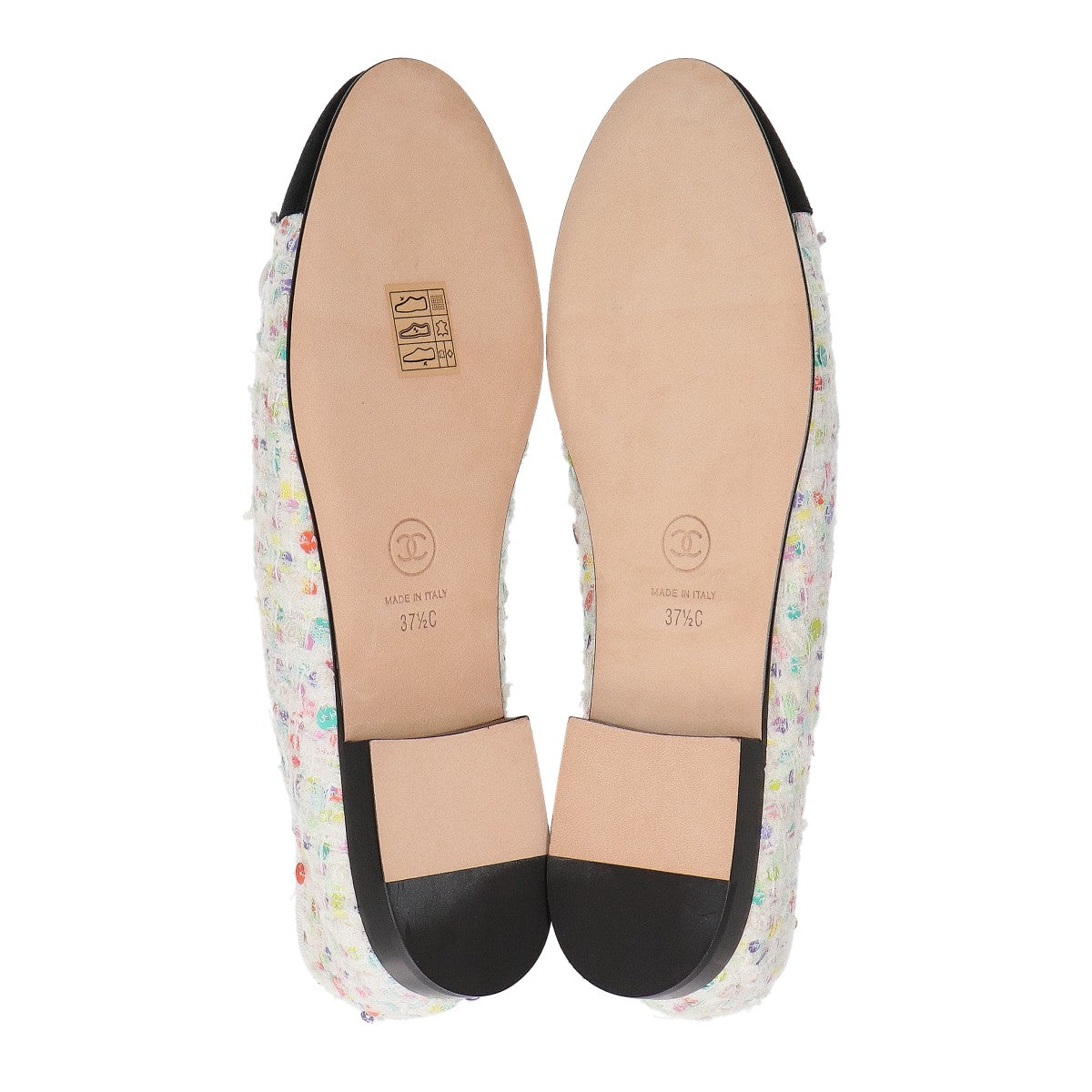 CHANEL シャネル 新品未使用 23S G02819 ココマーク マルチカラーツイード バレリーナ フラットシューズ シューズ