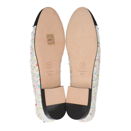 CHANEL シャネル 新品未使用 23S G02819 ココマーク マルチカラーツイード バレリーナ フラットシューズ シューズ