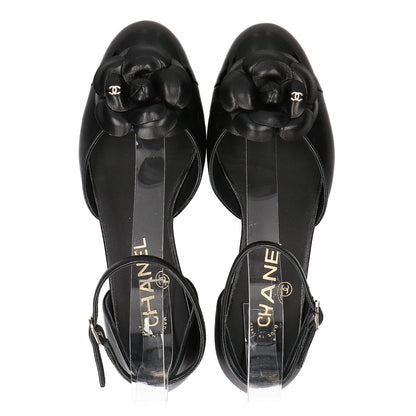 CHANEL シャネル 美品 24P G45497 カメリア メリージェーン ストラップフラットパンプス シューズ