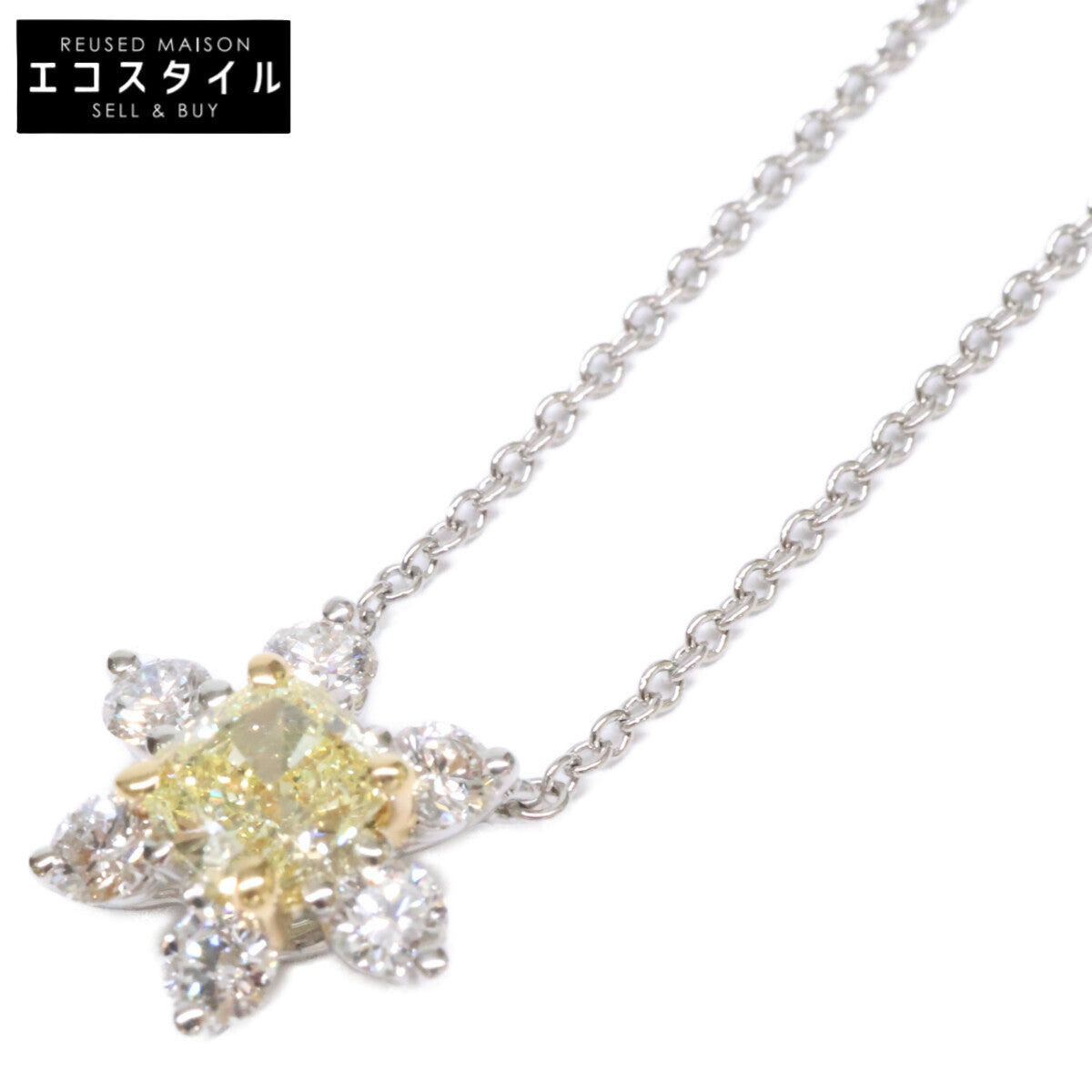 TIFFANY&Co. ティファニー 新品仕上げ済み PT950 x 750YG バターカップ イエローダイヤモンド ネックレス