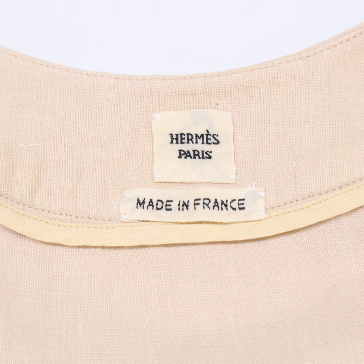 HERMES エルメス リネン フロントタック ノースリーブ ワンピース