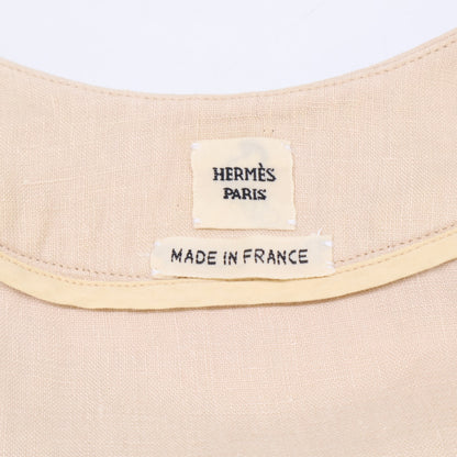 HERMES エルメス リネン フロントタック ノースリーブ ワンピース