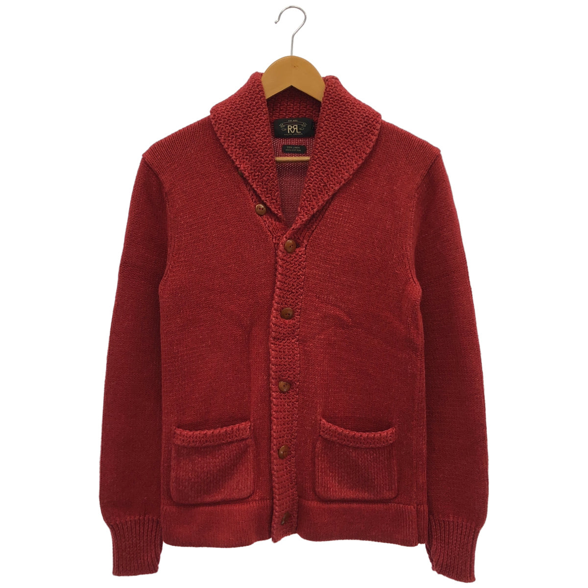 RRL ダブルアールエル レッド リネンコットン ミドルゲージショールカラーカーディガン トップス