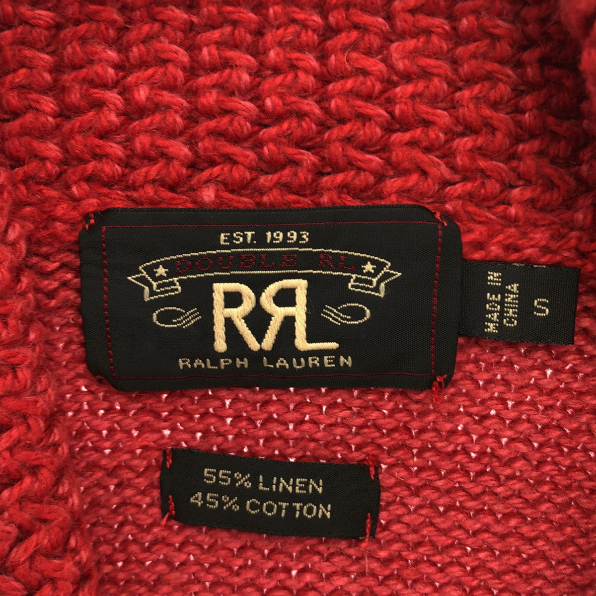 RRL ダブルアールエル レッド リネンコットン ミドルゲージショールカラーカーディガン トップス