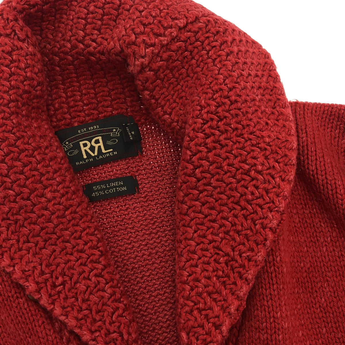 RRL ダブルアールエル レッド リネンコットン ミドルゲージショールカラーカーディガン トップス
