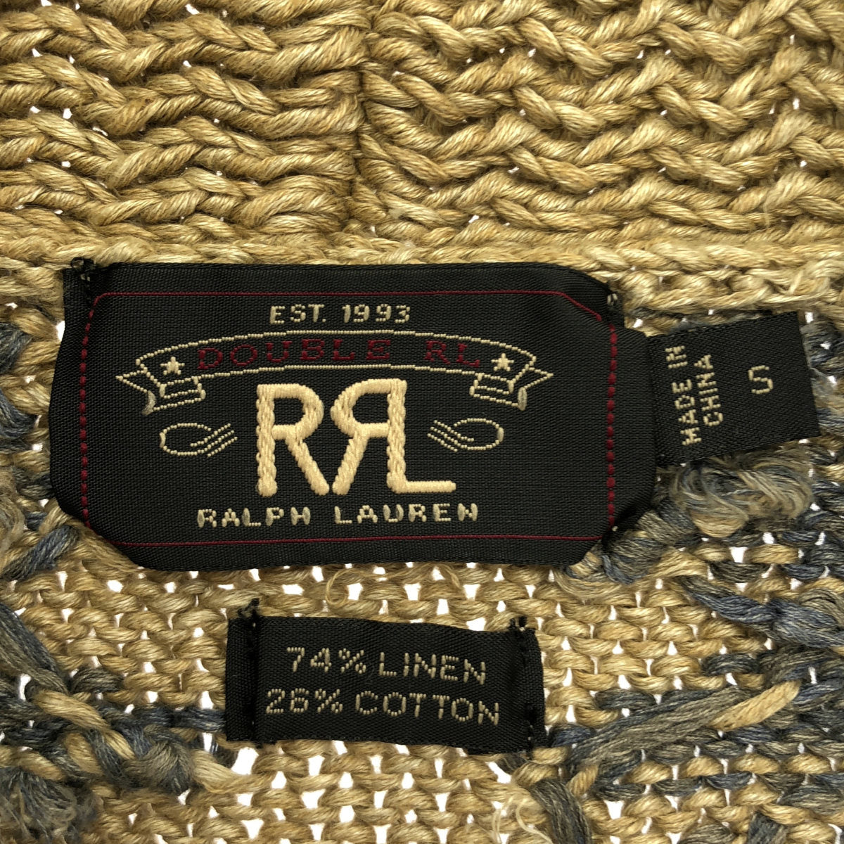 RRL ダブルアールエル 総柄 リネンコットン ミドルゲージショールカラーカーディガン トップス