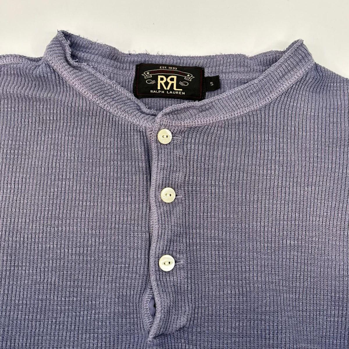 RRL ダブルアールエル パープル コットン ヘンリーネック サーマルニット トップス