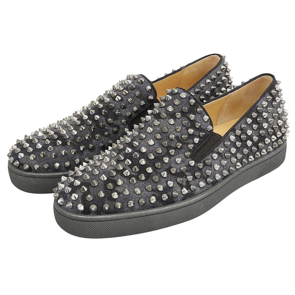 CHRISTIAN LOUBOUTIN クリスチャンルブタン ROLLER BOAT カモフラ柄 スタッズ スリッポン スニーカー シューズ メンズ グレー 40 1/2 シューズ