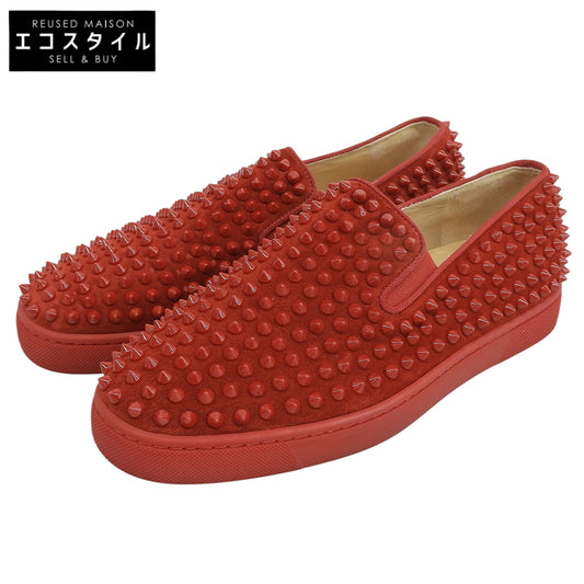 CHRISTIAN LOUBOUTIN クリスチャンルブタン 美品 ROLLER BOAT 赤 スタッズ スリッポン スニーカー シューズ メンズ レッド 40 シューズ