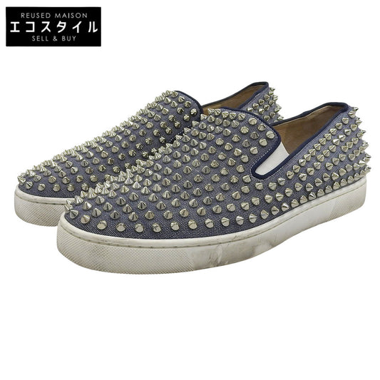 CHRISTIAN LOUBOUTIN クリスチャンルブタン ROLLER BOAT デニム スタッズ スリッポン スニーカー シューズ メンズ ネイビー 41 シューズ