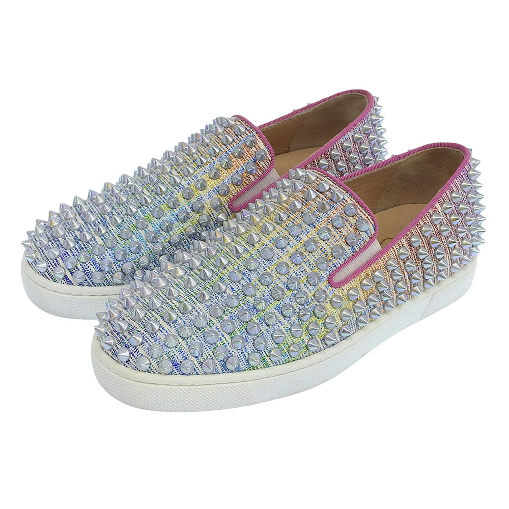 CHRISTIAN LOUBOUTIN クリスチャンルブタン 美品 ROLLER BOAT スタッズ ラメ スリッポン スニーカー シューズ レディース マルチカラー 34 シューズ