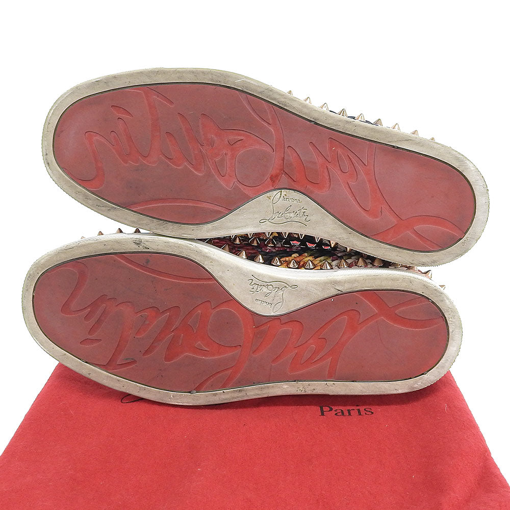 CHRISTIAN LOUBOUTIN クリスチャンルブタン PIKBOAT スタッズ 花柄 スリッポン スニーカー シューズ レディース ネイビー系 34 1/2 シューズ