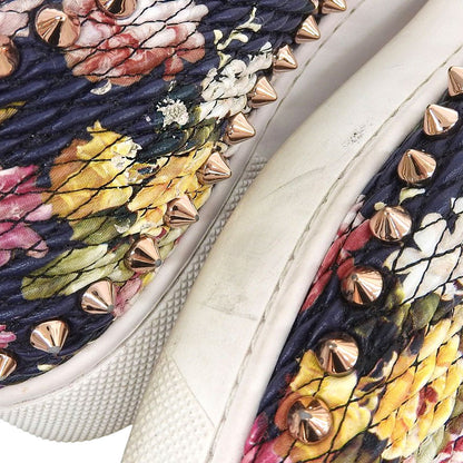 CHRISTIAN LOUBOUTIN クリスチャンルブタン PIKBOAT スタッズ 花柄 スリッポン スニーカー シューズ レディース ネイビー系 34 1/2 シューズ