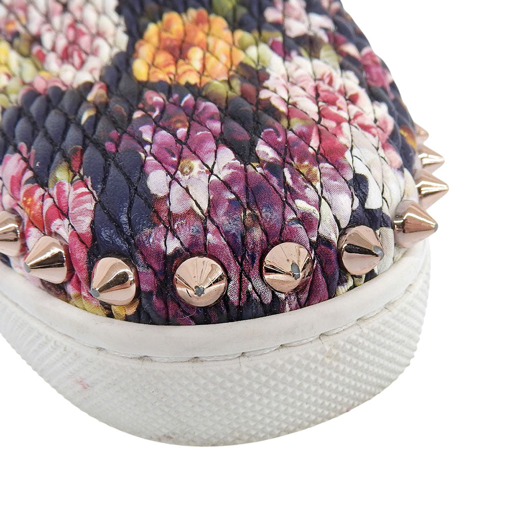 CHRISTIAN LOUBOUTIN クリスチャンルブタン PIKBOAT スタッズ 花柄 スリッポン スニーカー シューズ レディース ネイビー系 34 1/2 シューズ