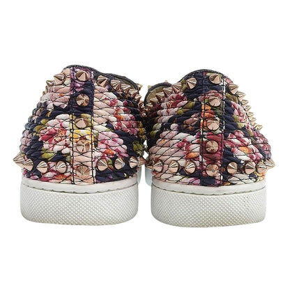 CHRISTIAN LOUBOUTIN クリスチャンルブタン PIKBOAT スタッズ 花柄 スリッポン スニーカー シューズ レディース ネイビー系 34 1/2 シューズ