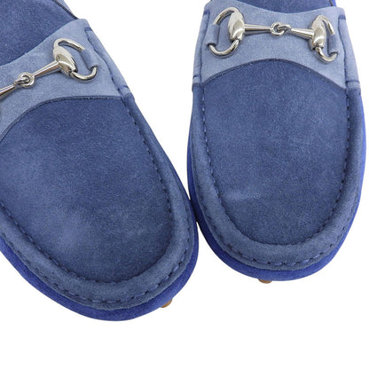 GUCCI グッチ 美品 ホースビット ドライビング シューズ スエード メンズ ブルー 8 1/2 244289 シューズ