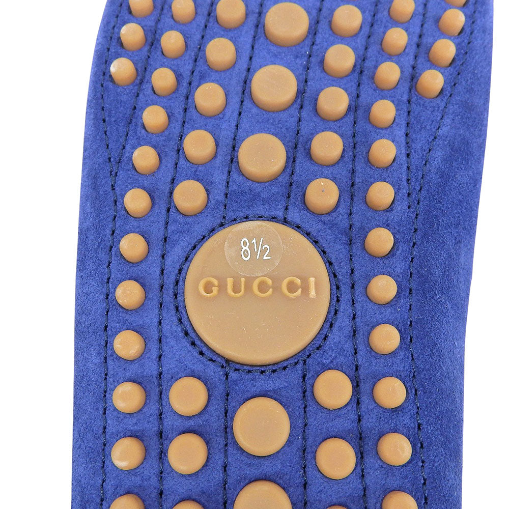 GUCCI グッチ 美品 ホースビット ドライビング シューズ スエード メンズ ブルー 8 1/2 244289 シューズ