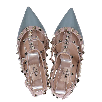 VALENTINO ヴァレンティノ ロックスタッズ パテント レザー アンクルストラップ ポインテッドトゥ パンプス シューズ