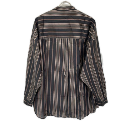 MAISON SPECIAL メゾンスペシャル 11211311231 ブラック ストライプ シルク混 バンドカラーシャツ トップス