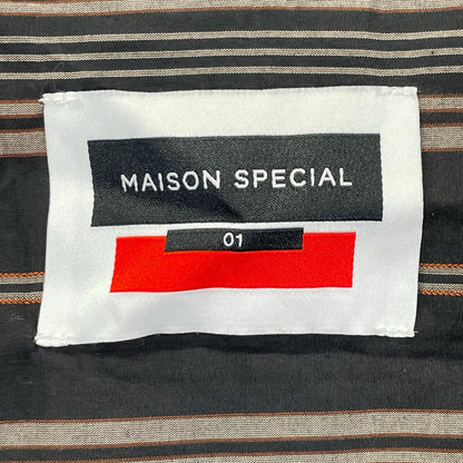 MAISON SPECIAL メゾンスペシャル 11211311231 ブラック ストライプ シルク混 バンドカラーシャツ トップス