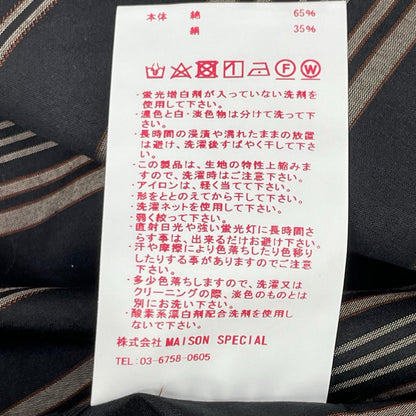 MAISON SPECIAL メゾンスペシャル 11211311231 ブラック ストライプ シルク混 バンドカラーシャツ トップス