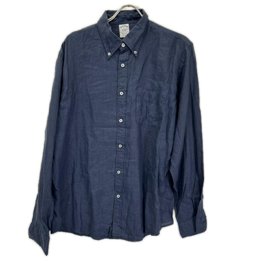 BrooksBrothers ブルックスブラザーズ ネイビー レギュラーフィット リネン BDシャツ トップス