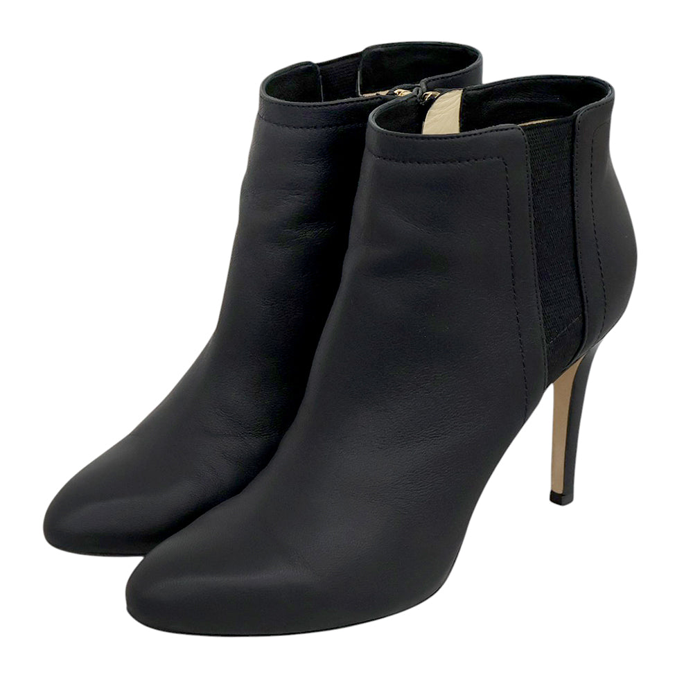 JIMMY CHOO ジミーチュウ 美品 サイドジップ ヒール ブーツ シューズ レディース ブラック 36 1/2 134TITO.CLF シューズ