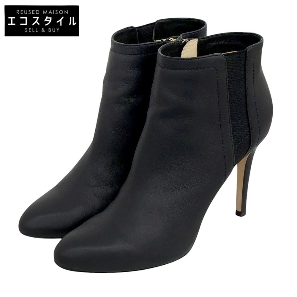 JIMMY CHOO ジミーチュウ 美品 サイドジップ ヒール ブーツ シューズ レディース ブラック 36 1/2 134TITO.CLF シューズ