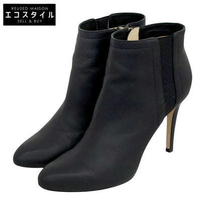 JIMMY CHOO ジミーチュウ 美品 サイドジップ ヒール ブーツ シューズ レディース ブラック 36 1/2 134TITO.CLF シューズ