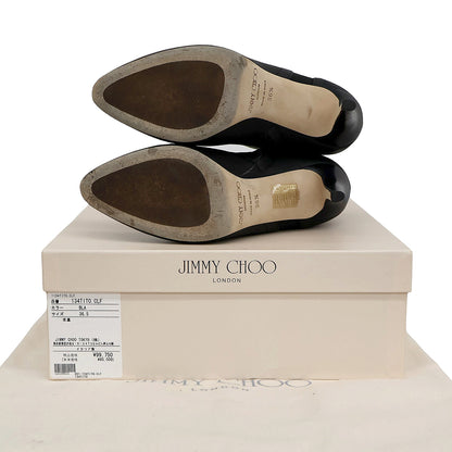 JIMMY CHOO ジミーチュウ 美品 サイドジップ ヒール ブーツ シューズ レディース ブラック 36 1/2 134TITO.CLF シューズ
