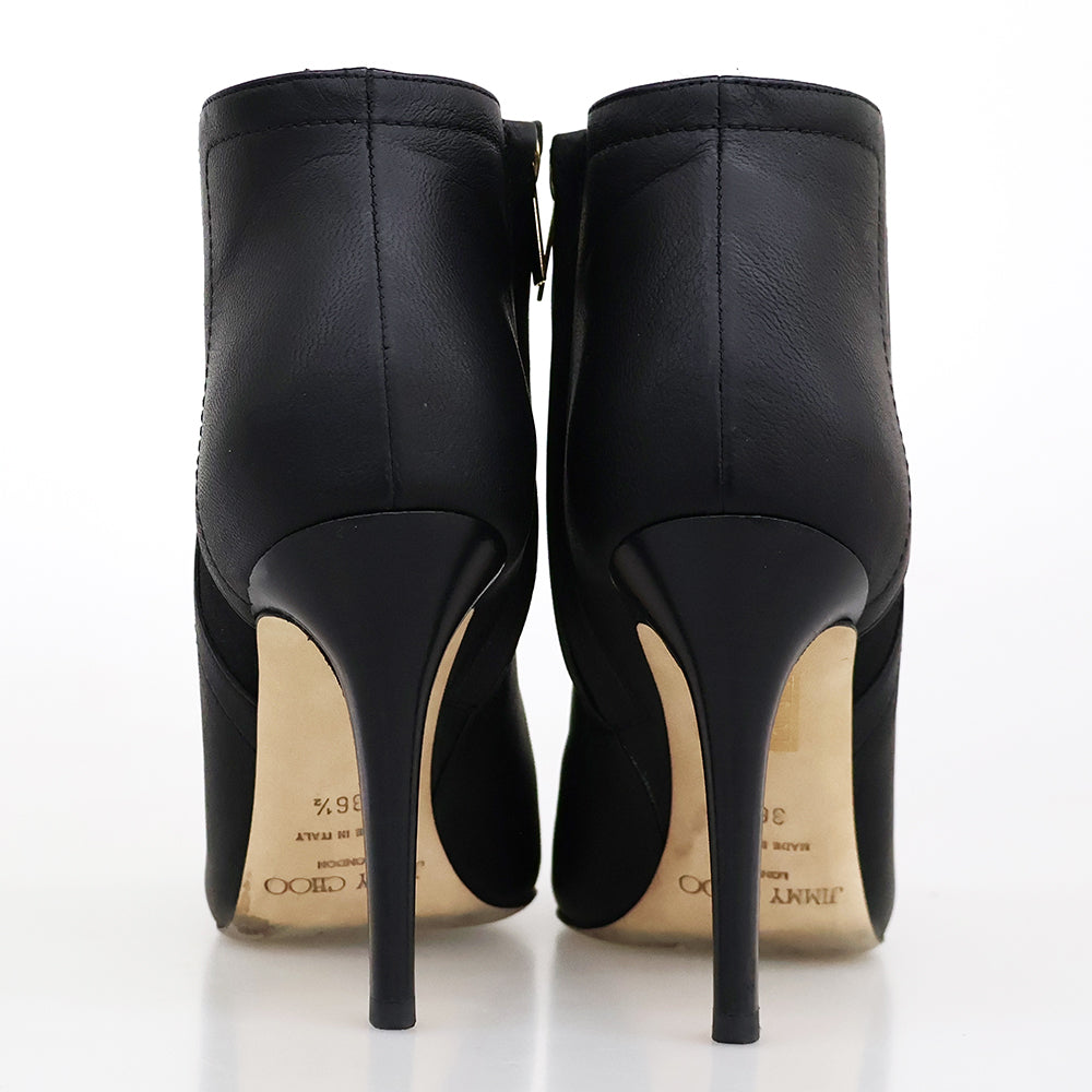 JIMMY CHOO ジミーチュウ 美品 サイドジップ ヒール ブーツ シューズ レディース ブラック 36 1/2 134TITO.CLF シューズ